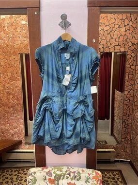 BDG Blue and Green Plaid Ruffled Hem Girls' Dress